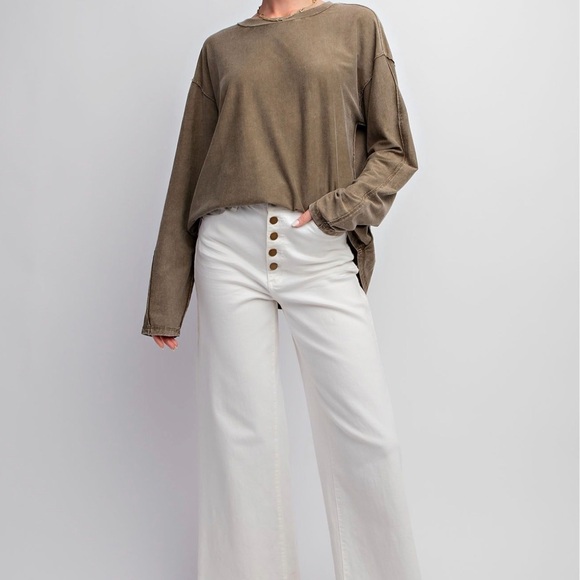 Easel Khaki Long Sleeve Women's Top - Picture 3 of 4